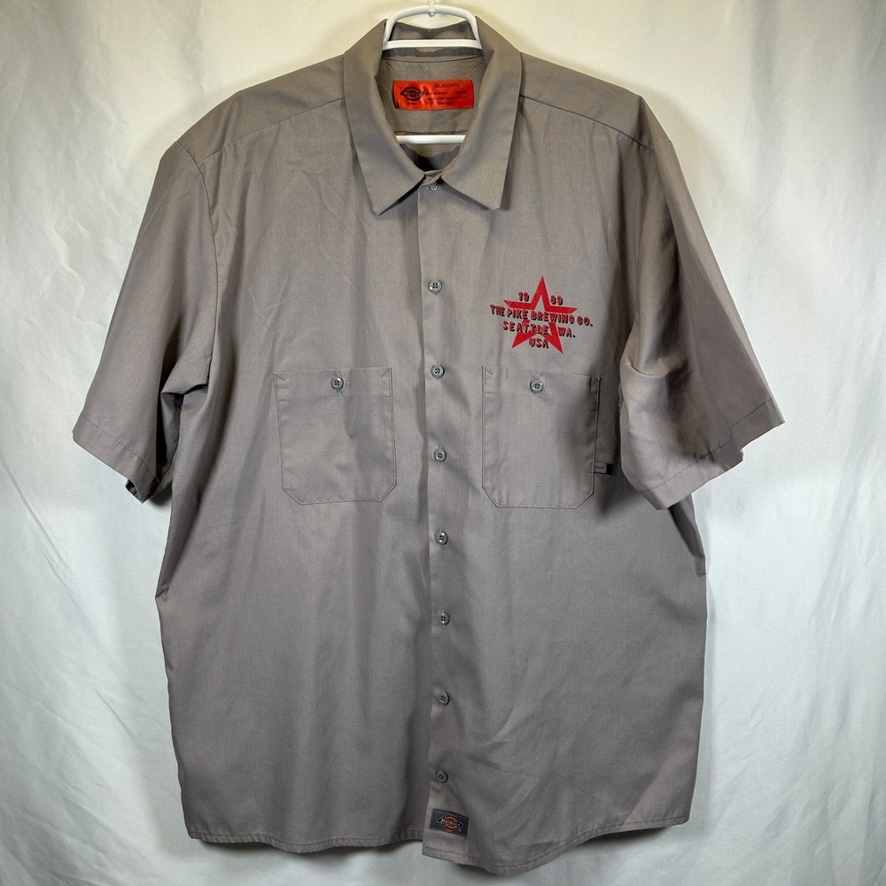 Dickies Work Shirt Button Seattle Pike Place Brewing Pub Craft Beer 90s Mens 2XL